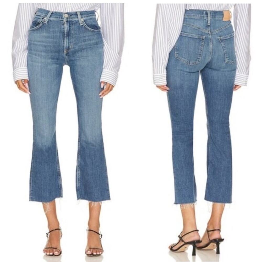 Citizens of Humanity Jeans Womens 31 Blue Isola Crop Cotton Blend Raw Hem Casual